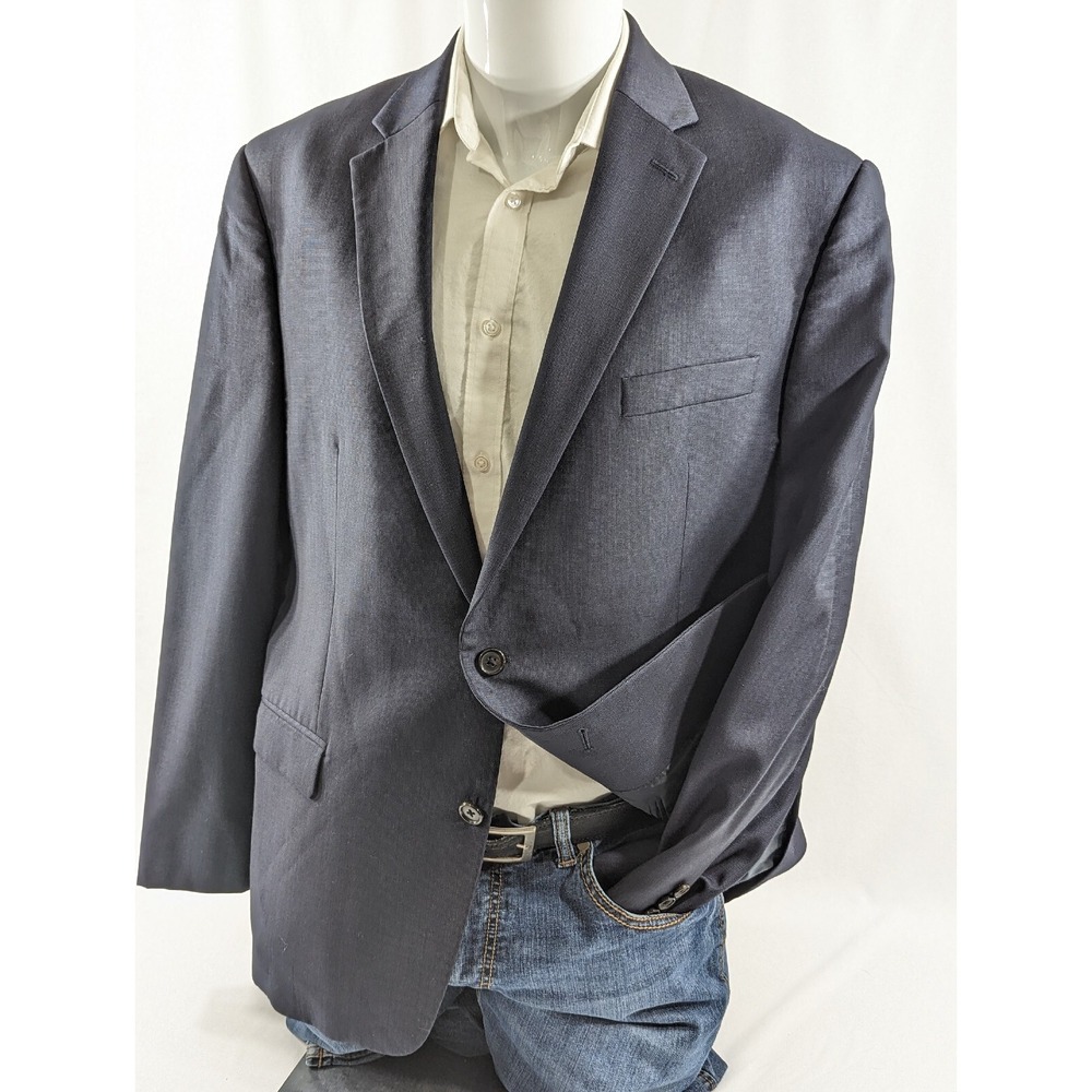 Ralph Lauren Mens Blazer Sport Coat Two Button Jacket Wool 44R Casual Suits Blue